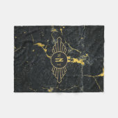 Schwarzer Goldmarmor Drei Buchstaben Monogram Art  Fleecedecke (Vorderseite (Horizontal))