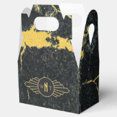 Schwarzer Goldmarmor Drei Buchstaben Monogram Art  Geschenkschachtel (Geöffnet)