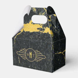 Schwarzer Goldmarmor Drei Buchstaben Monogram Art  Geschenkschachtel