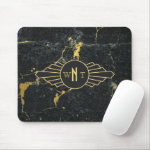Schwarzer Goldmarmor Drei Buchstaben Monogram Art