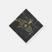 Schwarzer Goldmarmor Drei Buchstaben Monogram Art  Serviette (Ecke)