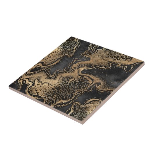 Schwarzer Goldmarmor Hübsch Fliese (Seite)