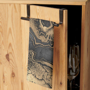 Schwarzer Goldmarmor Hübsch Geschirrtuch