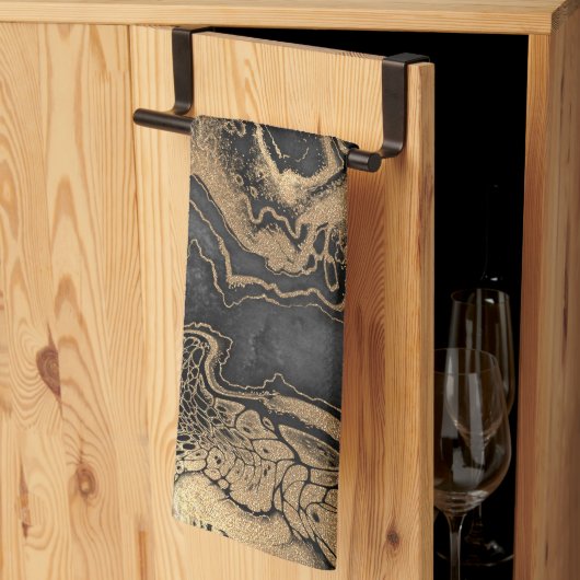 Schwarzer Goldmarmor Hübsch Geschirrtuch (Drittel gefaltet)