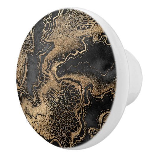 Schwarzer Goldmarmor Hübsch Keramikknauf (Rechts)