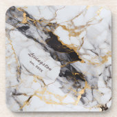 Schwarzer Goldmarmor Personalisiert etabliert Getränkeuntersetzer (Vorderseite)