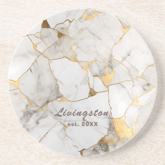 Schwarzer Goldmarmor Personalisiert etabliert Getränkeuntersetzer (Vorne)