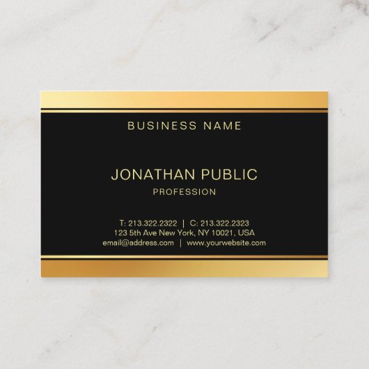 Schwarzer Goldmonogramm-Schablonen-Glamour-moderne Visitenkarte (Rückseite)