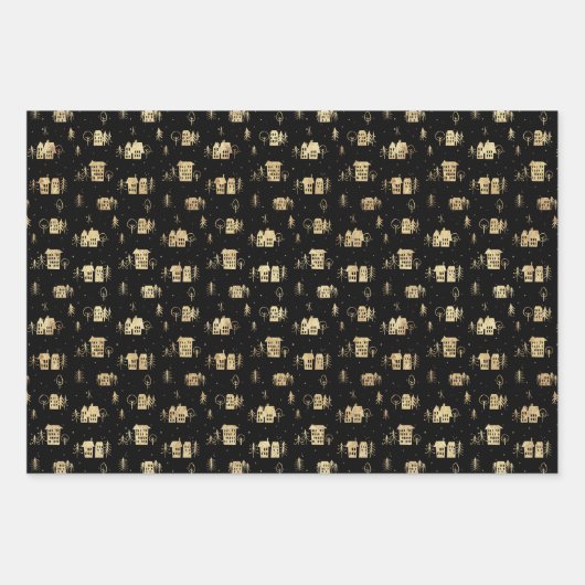 Schwarzer Goldrausch Geschenkpapier Set (Vorderseite 2)