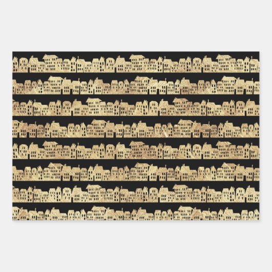 Schwarzer Goldrausch Geschenkpapier Set (Vorderseite)