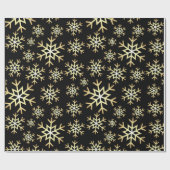Schwarzer Goldschneeflockenmuster-Party Geschenkpapier (Flach)