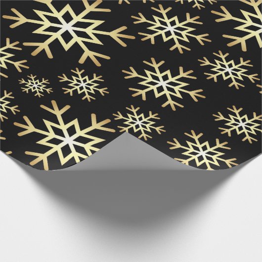Schwarzer Goldschneeflockenmuster-Party Geschenkpapier (Ecke)