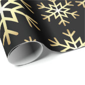 Schwarzer Goldschneeflockenmuster-Party Geschenkpapier (Rolleneckpunkt)