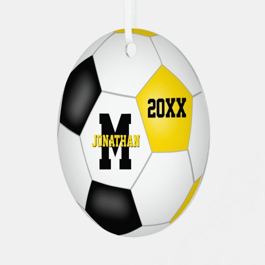 Schwarzer Goldschulsport-Sake-Fußball Ornament Aus Metall (Vorderseite links)