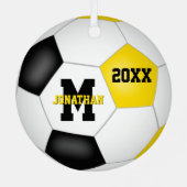 Schwarzer Goldschulsport-Sake-Fußball Ornament Aus Metall (Rückseite)