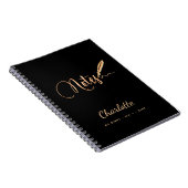 Schwarzer Goldstift elegantes Skriptname Notizblock (Rechte Seite)