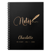 Schwarzer Goldstift elegantes Skriptname Notizblock (Vorderseite)