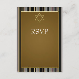 Schwarzer Goldstreifen-Davidsstern Bar Mitzvah RSV RSVP Karte