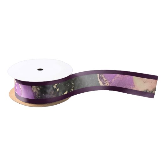 Schwarzer Goldwein Lila Grenzstreifen Satinband (Spule)