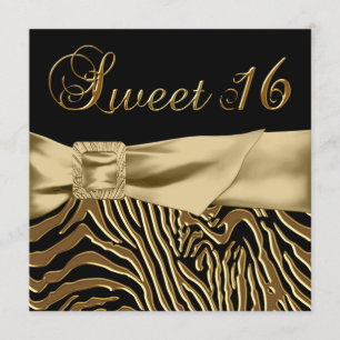 Schwarzer Goldzebra-Bonbon 16 Geburtstags-Party Einladung