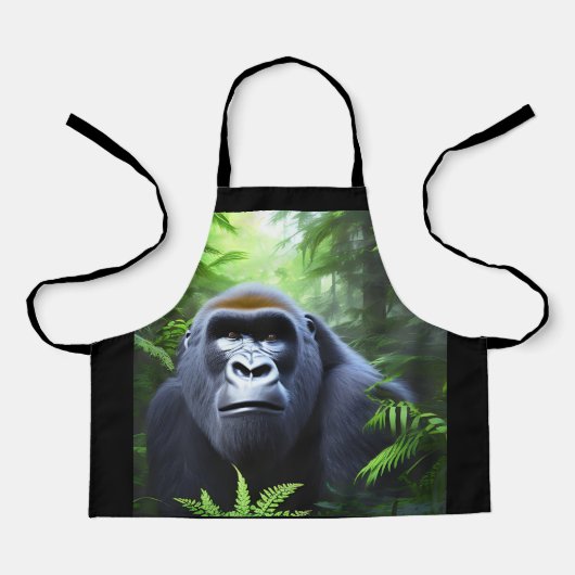 Schwarzer Gorilla, Kinder Full Print Schürze (Vorderseite)