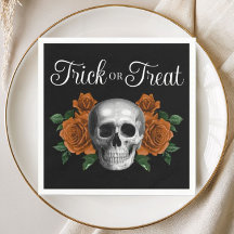 Schwarzer Gothic-Blumen-Schädel-Süßes-oder-Saures-