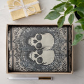 Schwarzer Gothischer Schädel, Spinnennetz-Ornament Seidenpapier (Geschenk)