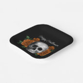 Schwarzer gotischer Blumen-Schädel-Halloween Pappteller (Gewinkelt)