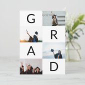 Schwarzer GRAD Text Weiße BLOCKS MULTI-Foto Einladung (Stehend Vorderseite)