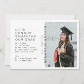 Schwarzer GRAD Text Weiße BLOCKS MULTI-Foto Einladung (Rückseite)