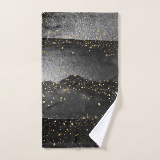 Schwarzer Gradient kosmischer Sternraum Badhandtuch Set (Handtuch)