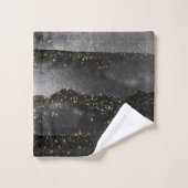 Schwarzer Gradient kosmischer Sternraum Badhandtuch Set (Waschlappen)