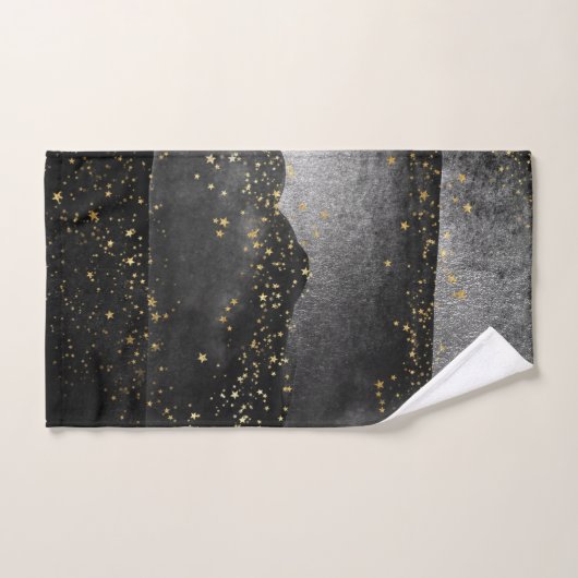 Schwarzer Gradient kosmischer Sternraum Badhandtuch Set (Handtuch)