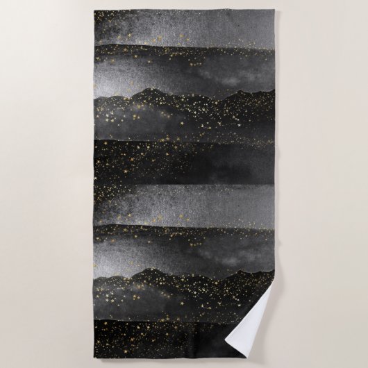 Schwarzer Gradient kosmischer Sternraum Strandtuch (Vorderseite)
