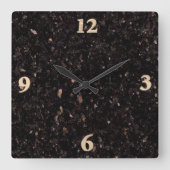 Schwarzer Granit Quadratische Wanduhr (Vorderseite)
