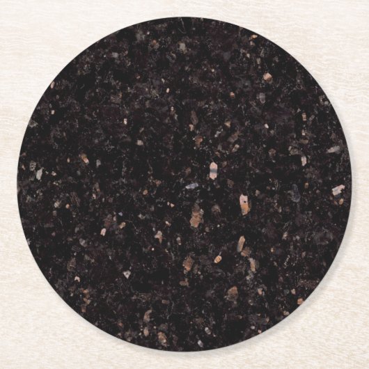 Schwarzer Granit Runder Pappuntersetzer (Vorderseite)