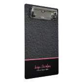 Schwarzer Granit und rosa Streifen Mini Klemmbrett (Schrägansicht)