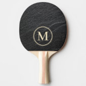 Schwarzer Granitstein Monogramm Tischtennis Schläger (Vorderseite)