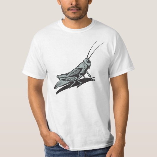 Schwarzer Grasshopper Etching Zeichnend T-Shirt (Vorderseite)