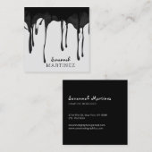 Schwarzer Grau Dripping Abstrakt Nahtlos Elegant Quadratische Visitenkarte (Vorne/Hinten)