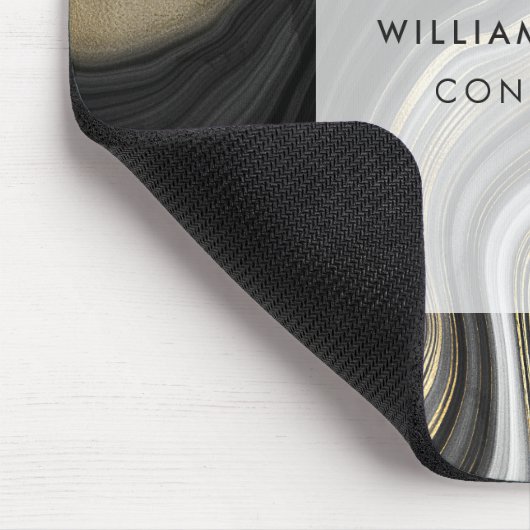 Schwarzer Graue und goldener Marmorstein Mousepad (Ecke)