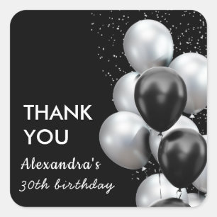 Schwarzer Grauer Ballon Geburtstags Danke Sticker