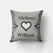 Schwarzer grauer Braut-Bräutigam nennt Kissen (Rückseite)