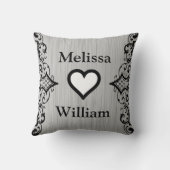 Schwarzer grauer Braut-Bräutigam nennt Kissen (Rückseite)