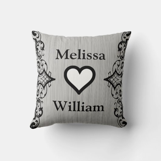 Schwarzer grauer Braut-Bräutigam nennt Kissen (Rückseite)