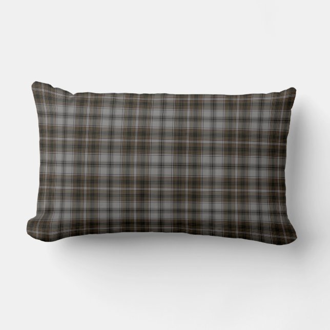 Schwarzer grauer BrownTartan kariert Lendenkissen (Vorderseite)