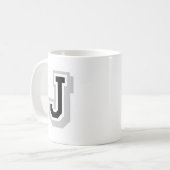 schwarzer grauer Buchstabe J Kaffeetasse (Vorderseite Links)