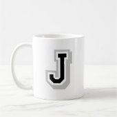 schwarzer grauer Buchstabe J Kaffeetasse (Links)