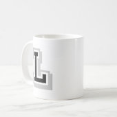 schwarzer grauer Buchstabe L Kaffeetasse (Vorderseite Links)