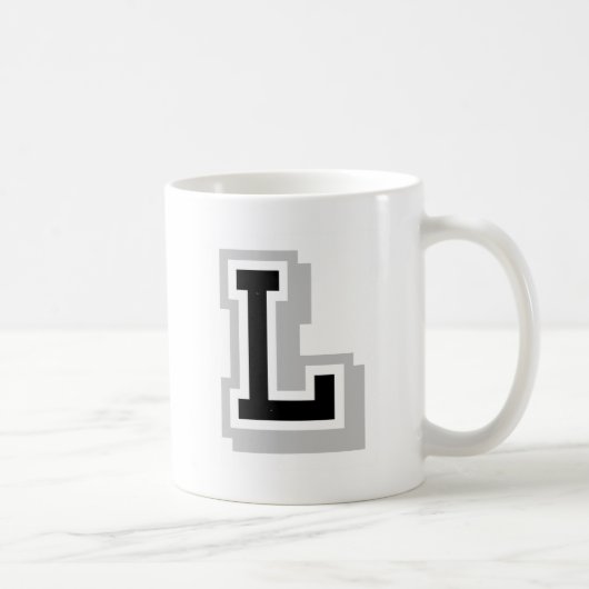 schwarzer grauer Buchstabe L Kaffeetasse (Rechts)